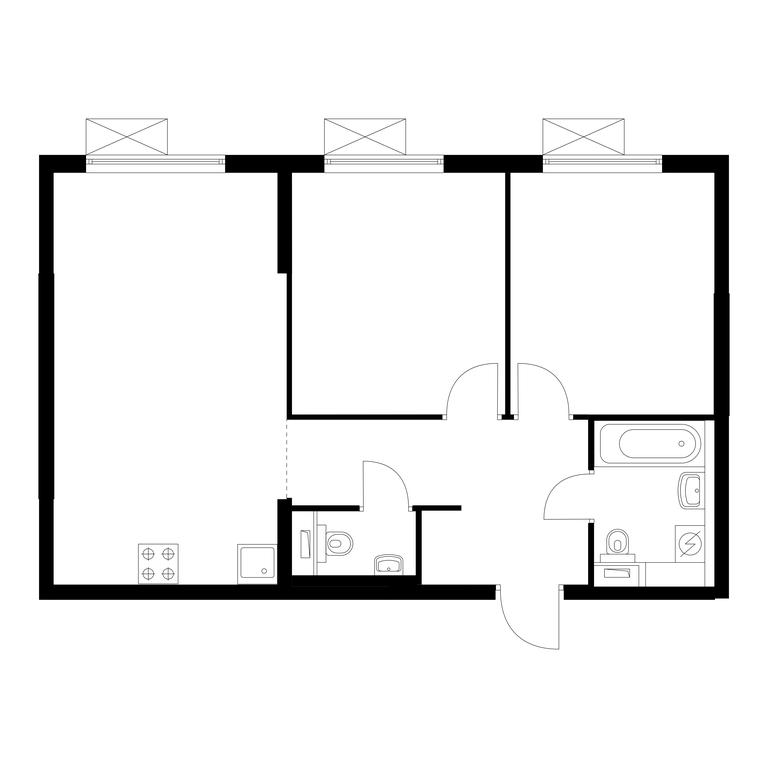 2-BD Apartment Sale, 57.3 sq. m. at Kuzminskiy Les, mikrorayon Belaya Dacha, 25, Kotelniki, Moscow Region, Russia #1