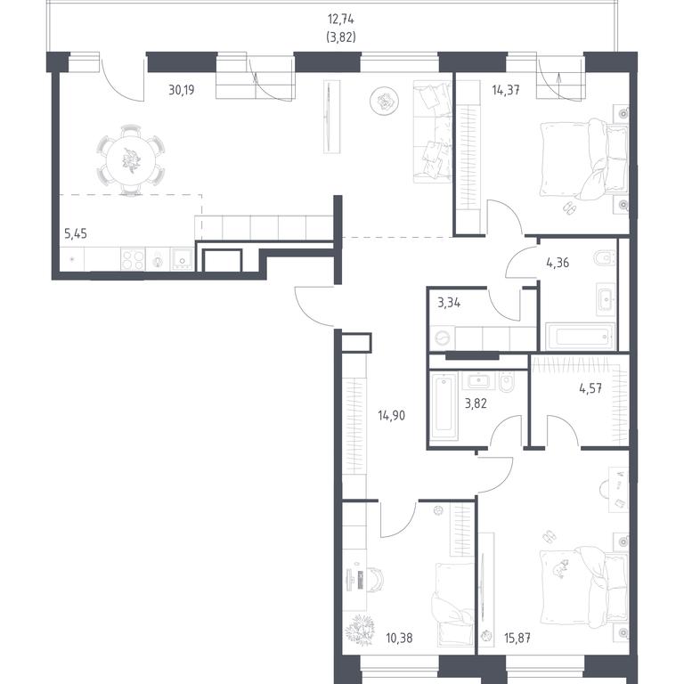 2-BD Apartment Sale, 111.07 sq. m. at Vereiskaya 41, Vereyskaya Street, 41, Moscow, Russia #2 2-BD Apartment Sale, 111.07 sq. m. at Vereiskaya 41, Vereyskaya Street, 41, Moscow, Russia #2