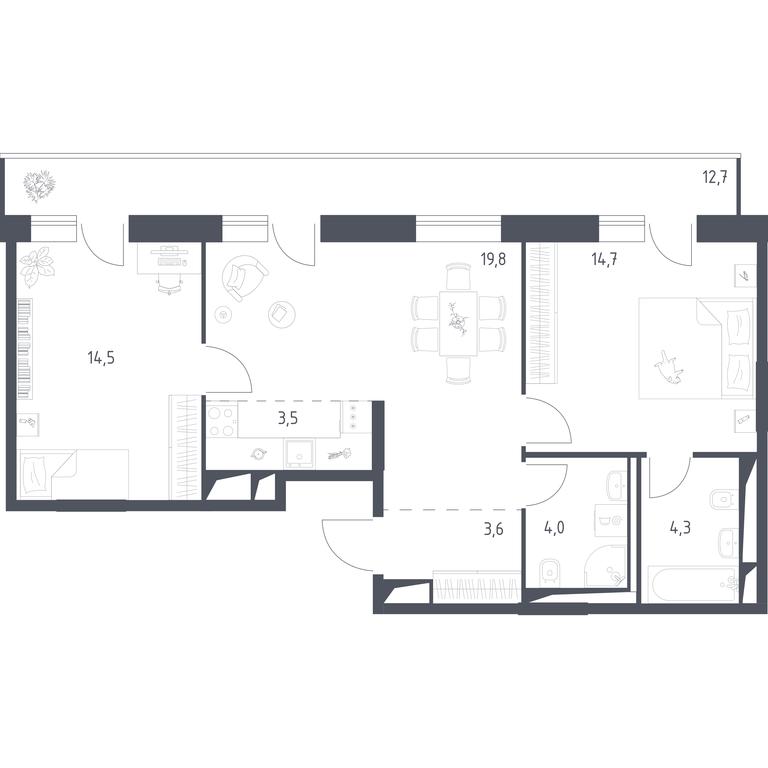 2-BD Apartment Sale, 111.07 sq. m. at Vereiskaya 41, Vereyskaya Street, 41, Moscow, Russia #1 2-BD Apartment Sale, 111.07 sq. m. at Vereiskaya 41, Vereyskaya Street, 41, Moscow, Russia #1