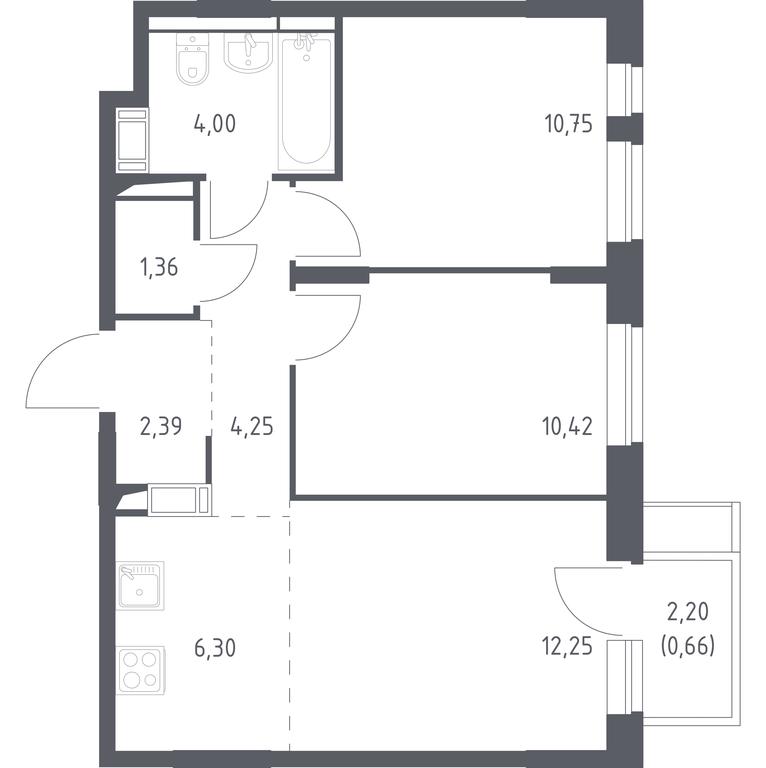 1-BD Apartment Sale, 52.38平方米 at Piatnitskie Luga, Pyatnitskoye Highway, 2, derevnya Yurlovo, Solnechnogorsk City District, Moscow Region, Russia #1