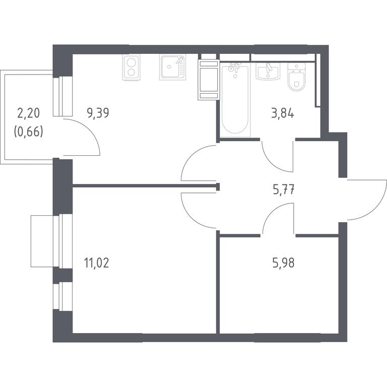 Apartment Sale, 36.66平方米 at Piatnitskie Luga, Pyatnitskoye Highway, 2, derevnya Yurlovo, Solnechnogorsk City District, Moscow Region, Russia #1