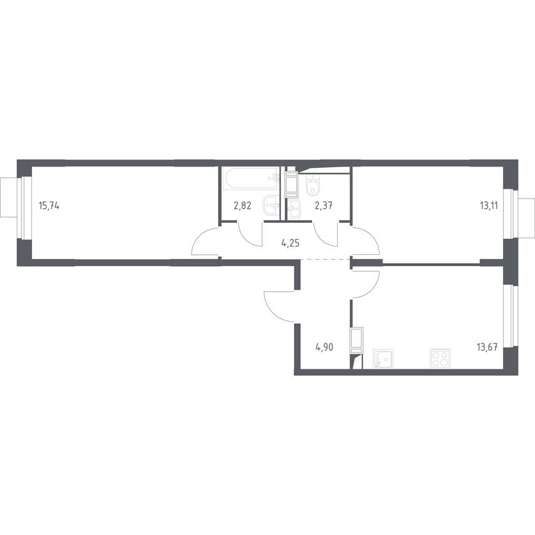 1-BD Apartment Sale, 56.86平方米 at Piatnitskie Luga, Pyatnitskoye Highway, 2, derevnya Yurlovo, Solnechnogorsk City District, Moscow Region, Russia #1