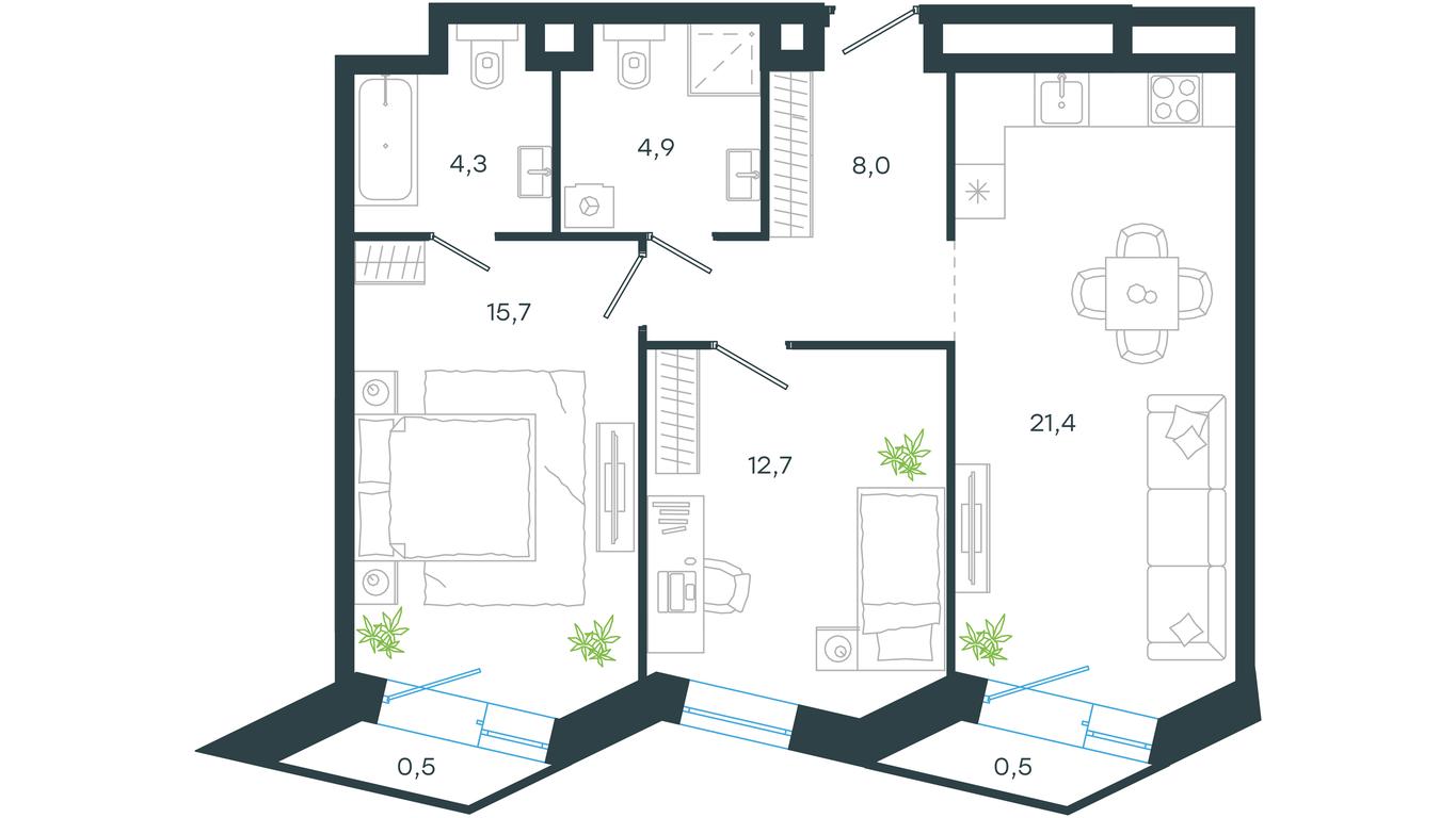 Продажа 2-комн. квартиры, 68 м² в ЖК «Левел Стрешнево (Level Стрешнево)», Волоколамское шоссе, 81к2, Москва, Россия #1