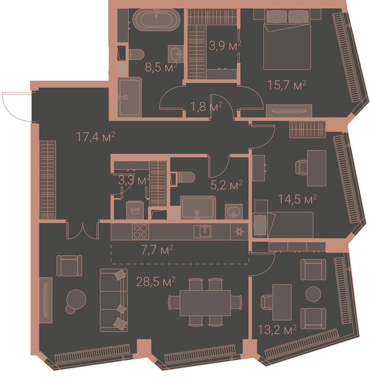 3-BD Apartment Sale, 129.3平方米 at High Life, Letnikovskaya Street, 11/10с1, Moscow, Russia #1