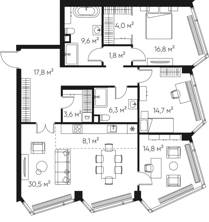 3-BD Apartment Sale, 129.3平方米 at High Life, Letnikovskaya Street, 11/10с1, Moscow, Russia #2