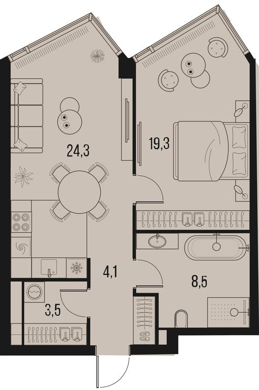 1-BD Apartment Sale, 60.4平方米 at High Life, Letnikovskaya Street, 11/10с1, Moscow, Russia #2
