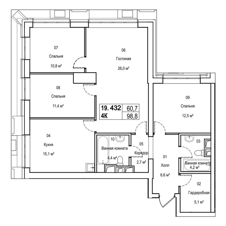 4-BD Apartment Sale, 114.3 sq. m. at Silver, Serebryakova Drive, 11к1, Moscow, Russia #1 4-BD Apartment Sale, 114.3 sq. m. at Silver, Serebryakova Drive, 11к1, Moscow, Russia #1
