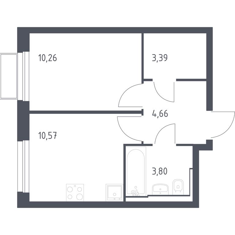 Apartment Sale, 32.84平方米 at Kvartal Strogino, zhiloy kompleks Kvartal Strogino, Krasnogorsk, Moscow Region, Russia #1