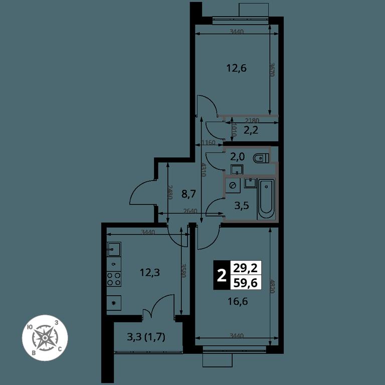 2-BD Apartment Sale, 59.6 sq. m. at Yzhnaya Bitsa, Yuzhnaya Bitsa Residential Complex, posyolok Bittsa, Leninskiy City District, Moscow Region, Russia #1 2-BD Apartment Sale, 59.6 sq. m. at Yzhnaya Bitsa, Yuzhnaya Bitsa Residential Complex, posyolok Bittsa, Leninskiy City District, Moscow Region, Russia #1
