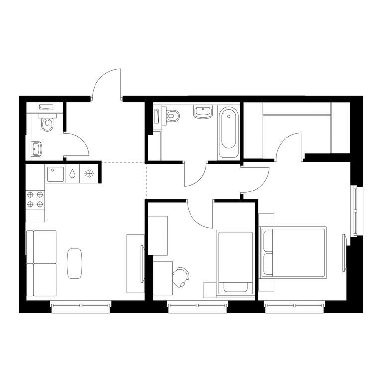 2-BD Apartment Sale, 56.3 sq. m. at Volzhskiy Park, 1st Grayvoronovsky Drive, 3с11, Moscow, Russia #1
