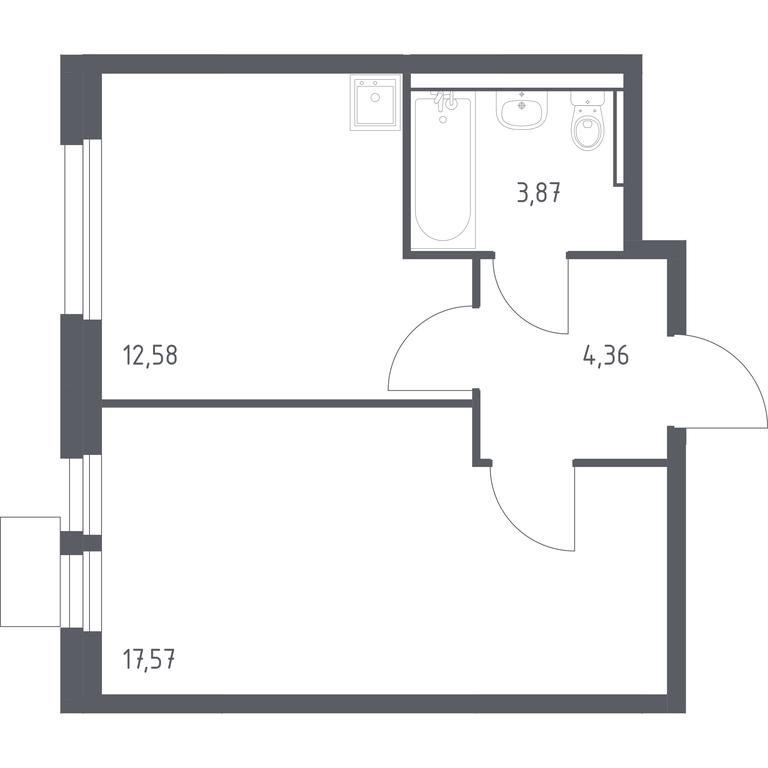 Apartment Sale, 38.38 sq. m. at Kvartal Ivakino, kvartal Ivakino, mikrorayon Klyazma-Starbeyevo, Khimki, Moscow Region, Russia #1