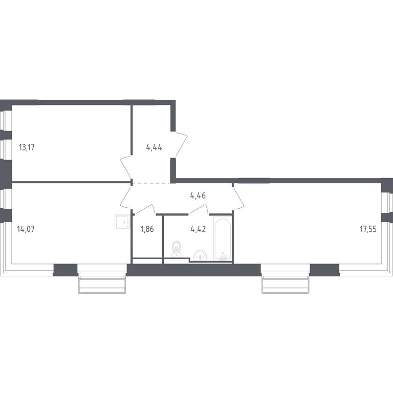 1-BD Apartment Sale, 59.97 sq. m. at Rublevskiy Kvartal, Laykovo Green Quarter, zhiloy kompleks Gorod-sobytiye Laykovo, selo Laykovo, Odintsovskiy City District, Moscow Region, Russia #1