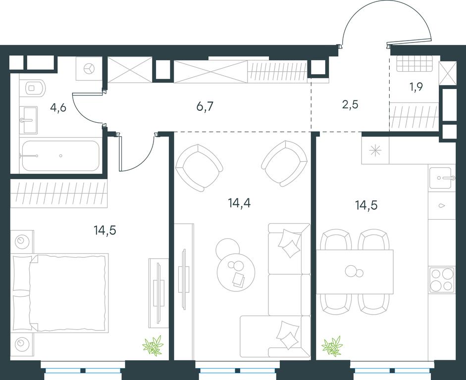 1-BD Apartment Sale, 59.1 sq. m. at Level Nizhegorodskaja, Perovskoye Highway, 21с1, Moscow, Russia #2 1-BD Apartment Sale, 59.1 sq. m. at Level Nizhegorodskaja, Perovskoye Highway, 21с1, Moscow, Russia #2
