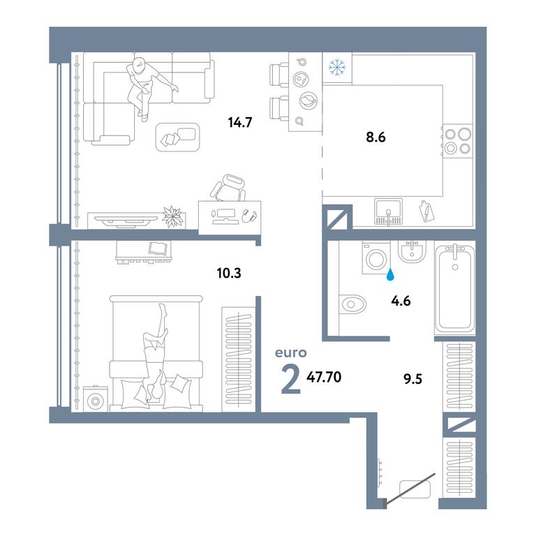 1-BD Apartment Sale, 47.7平方米 at Strana.Ozernaya, Ozyornaya Street, 42с7, Moscow, Russia #1 1-BD Apartment Sale, 47.7平方米 at Strana.Ozernaya, Ozyornaya Street, 42с7, Moscow, Russia #1