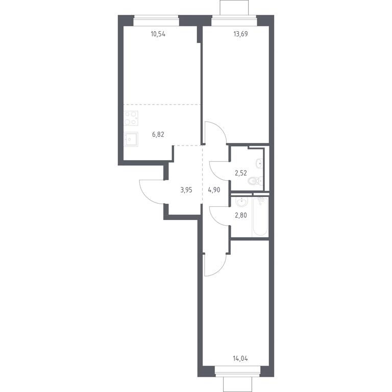 1-BD Apartment Sale, 59.26 sq. m. at Bogdanovskiy Les, derevnya Bogdanikha, Leninskiy City District, Moscow Region, Russia #1