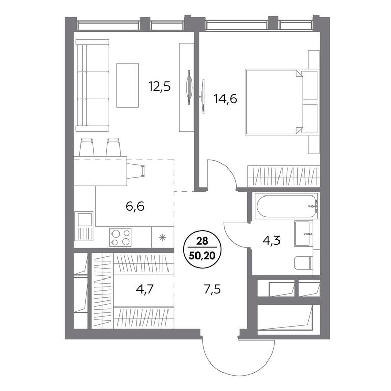 2-BD Apartment Sale, 50.2 sq. m. at Dom56, Fridrikha Engelsa Street, 56с1, Moscow, Russia #1 2-BD Apartment Sale, 50.2 sq. m. at Dom56, Fridrikha Engelsa Street, 56с1, Moscow, Russia #1