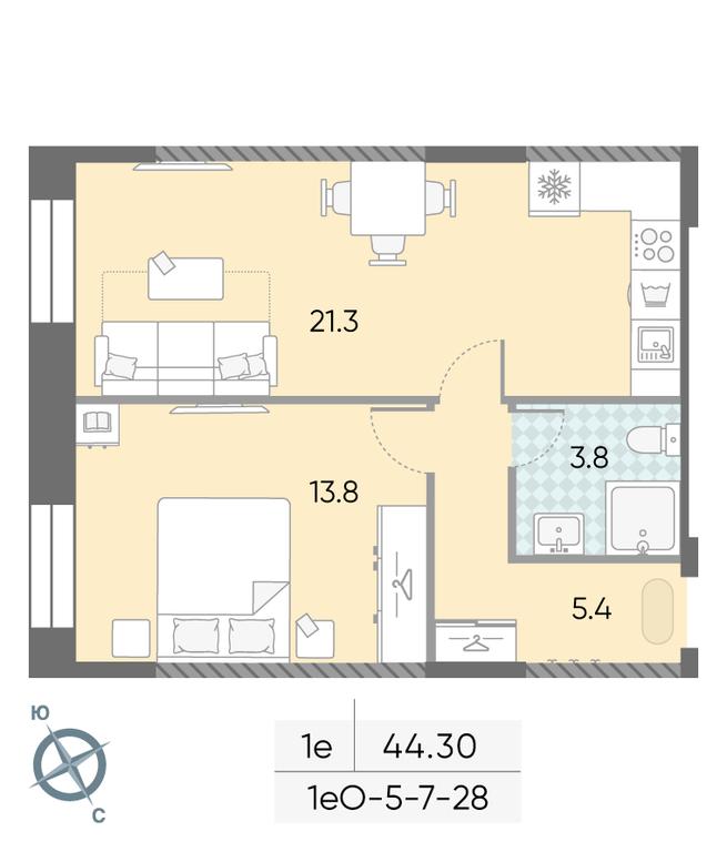 1-BD Apartment Sale, 44.3平方米 at Zilart, Rodchenko Street, 1, Moscow, Russia #2 1-BD Apartment Sale, 44.3平方米 at Zilart, Rodchenko Street, 1, Moscow, Russia #2