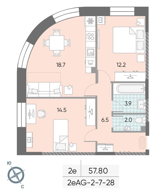 2-BD Apartment Sale, 57.8平方米 at Zilart, Rodchenko Street, 1, Moscow, Russia #2 2-BD Apartment Sale, 57.8平方米 at Zilart, Rodchenko Street, 1, Moscow, Russia #2