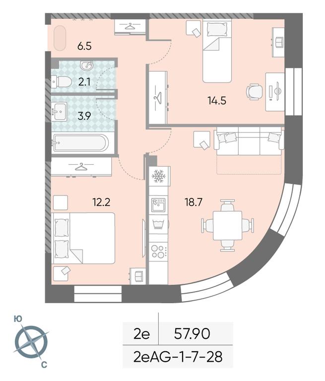 2-BD Apartment Sale, 57.9平方米 at Zilart, Rodchenko Street, 1, Moscow, Russia #1 2-BD Apartment Sale, 57.9平方米 at Zilart, Rodchenko Street, 1, Moscow, Russia #1