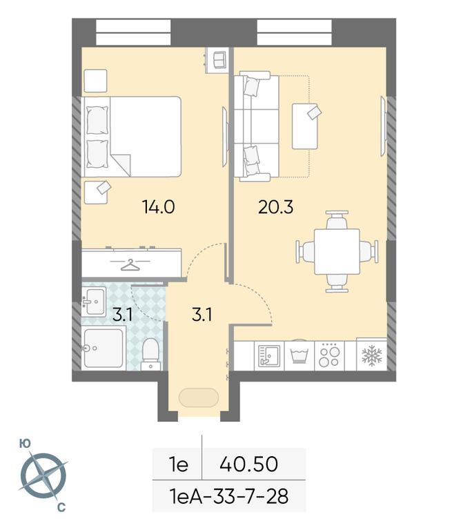 1-BD Apartment Sale, 40.5 sq. m. at Zilart, Rodchenko Street, 1, Moscow, Russia #1