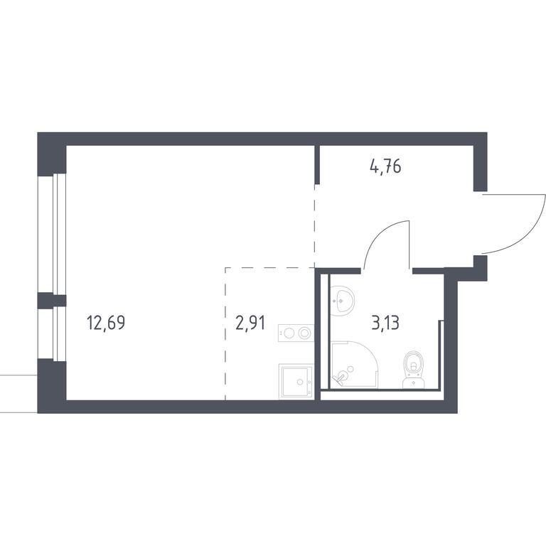 Apartment Sale, 23.5平方米 at Kvartal Aviatorov, ulitsa Koldunova, Aviatorov Microdistrict, Balashikha, Moscow Region, Russia #1