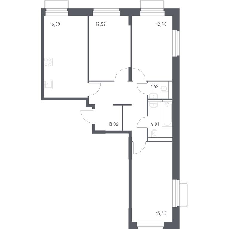 2-BD Apartment Sale, 76.18 sq. m. at Kvartal Strogino, zhiloy kompleks Kvartal Strogino, Krasnogorsk, Moscow Region, Russia #1