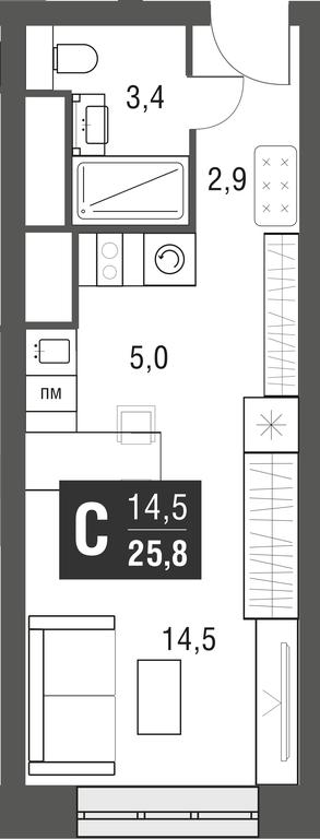 Apartment Sale, 25.8平方米 at Afi Tower, Serebryakova Drive, 11-13к1, Moscow, Russia #1 Apartment Sale, 25.8平方米 at Afi Tower, Serebryakova Drive, 11-13к1, Moscow, Russia #1