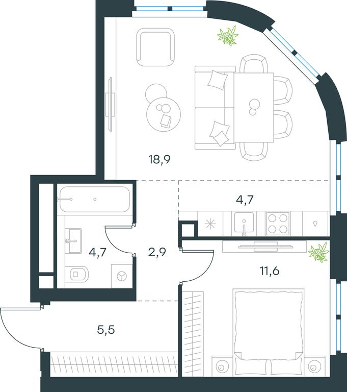 1-BD Apartment Sale, 48.3平方米 at Level Nizhegorodskaja, Perovskoye Highway, 21с1, Moscow, Russia #1 1-BD Apartment Sale, 48.3平方米 at Level Nizhegorodskaja, Perovskoye Highway, 21с1, Moscow, Russia #1