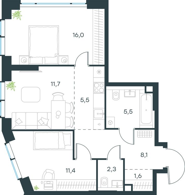 2-BD Apartment Sale, 62.1 sq. m. at Level Michurinskiy, Озёрная улица, вл1, Москва, Россия #1 2-BD Apartment Sale, 62.1 sq. m. at Level Michurinskiy, Озёрная улица, вл1, Москва, Россия #1