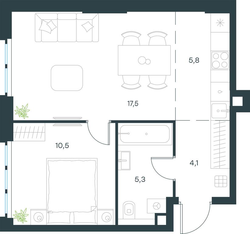 1-BD Apartment Sale, 43.2 sq. m. at Level Michurinskiy, Озёрная улица, вл1, Москва, Россия #1