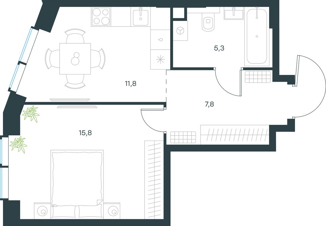 Apartment Sale, 40.7平方米 at Level Michurinskiy, Озёрная улица, вл1, Москва, Россия #2 Apartment Sale, 40.7平方米 at Level Michurinskiy, Озёрная улица, вл1, Москва, Россия #2