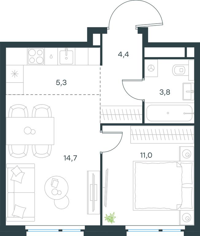 1-BD Apartment Sale, 39.2 sq. m. at Level Michurinskiy, Озёрная улица, вл1, Москва, Россия #1 1-BD Apartment Sale, 39.2 sq. m. at Level Michurinskiy, Озёрная улица, вл1, Москва, Россия #1