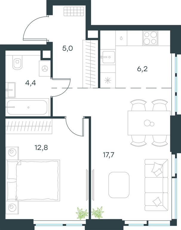 1-BD Apartment Sale, 46.1平方米 at Level Michurinskiy, Озёрная улица, вл1, Москва, Россия #2 1-BD Apartment Sale, 46.1平方米 at Level Michurinskiy, Озёрная улица, вл1, Москва, Россия #2