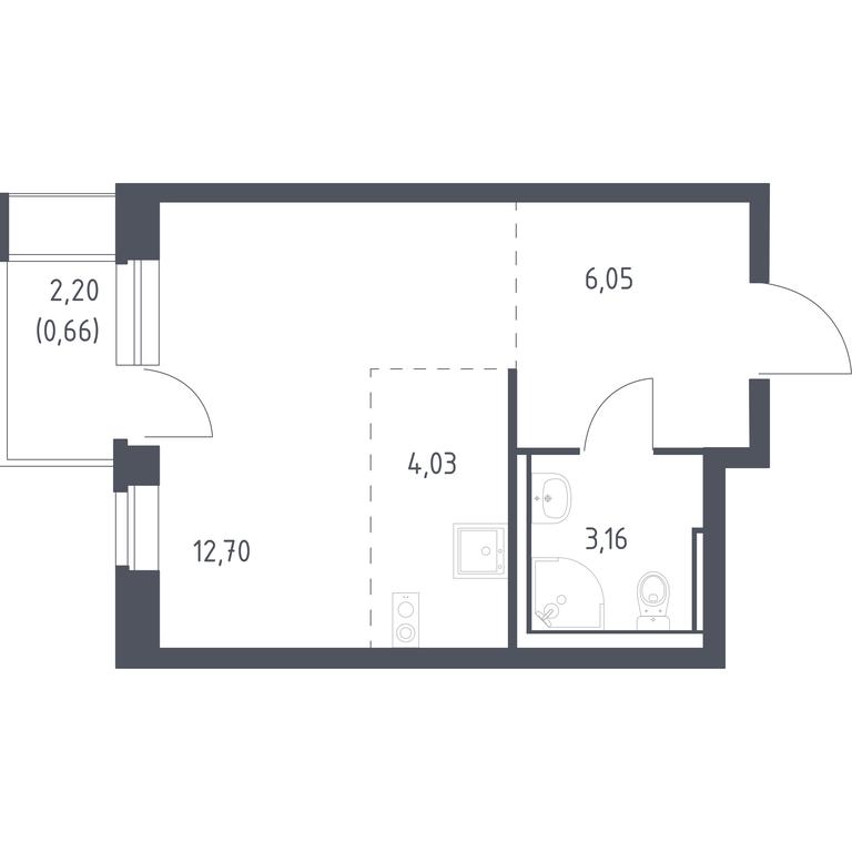 Apartment Sale, 26.6平方米 at Kvartal Zapadnyj, kvartal № 76, Marushkinskoye Settlement, Moscow, Russia #1