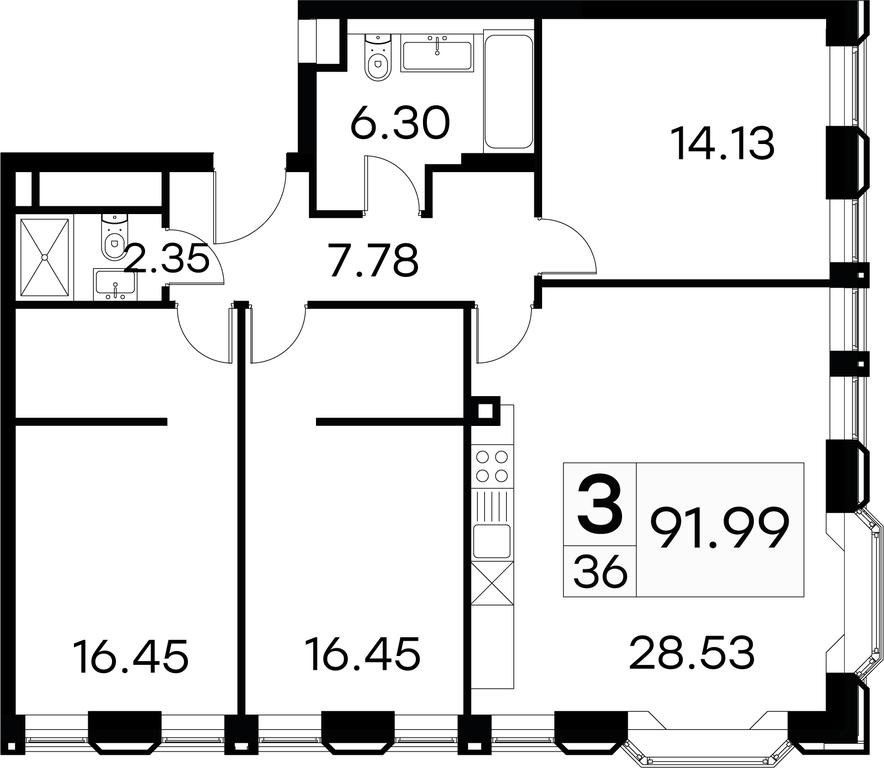 3-BD Apartment Sale, 91.1 sq. m. at Aura Belorusskaya, 1st Yamskogo Polya Street, 28с3, Moscow, Russia #1 3-BD Apartment Sale, 91.1 sq. m. at Aura Belorusskaya, 1st Yamskogo Polya Street, 28с3, Moscow, Russia #1