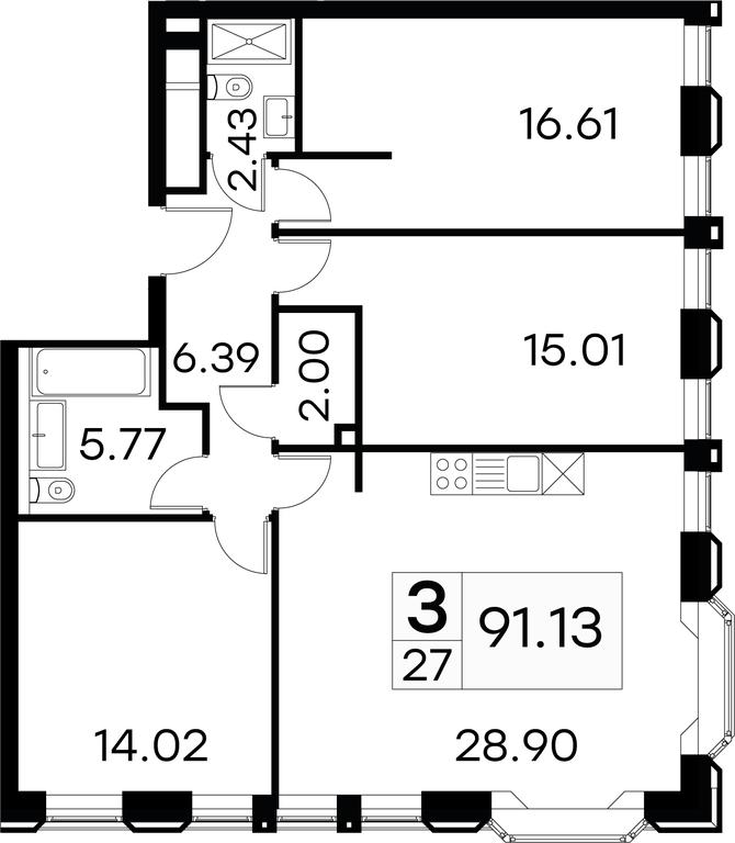 3-BD Apartment Sale, 91.2 sq. m. at Aura Belorusskaya, 1st Yamskogo Polya Street, 28с3, Moscow, Russia #1 3-BD Apartment Sale, 91.2 sq. m. at Aura Belorusskaya, 1st Yamskogo Polya Street, 28с3, Moscow, Russia #1