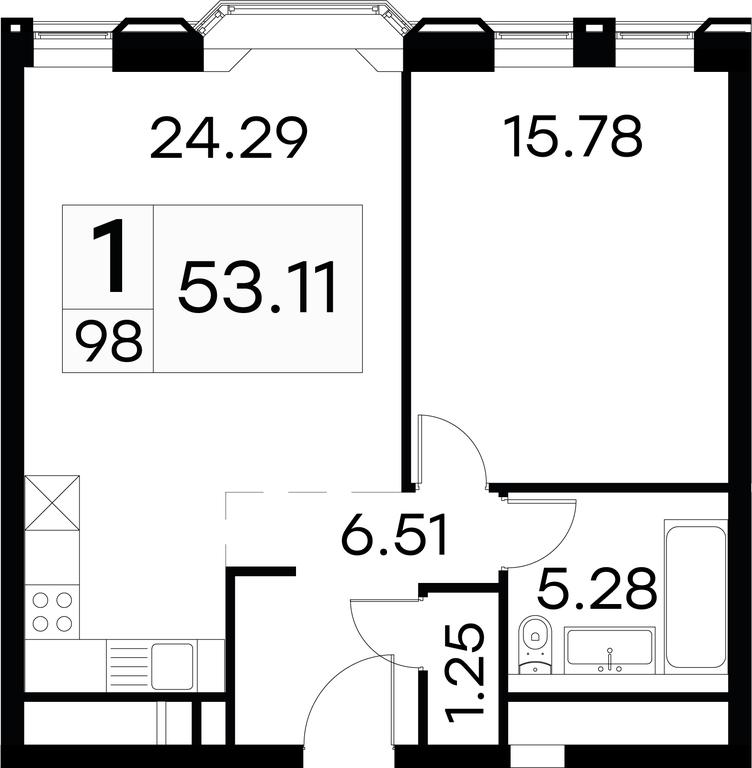 1-BD Apartment Sale, 53.3 sq. m. at Aura Belorusskaya, 1st Yamskogo Polya Street, 28с3, Moscow, Russia #1