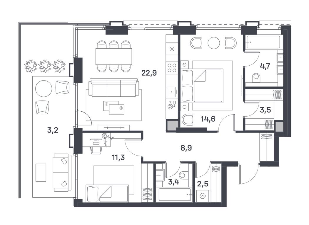 2-BD Apartment Sale, 75平方米 at Portland, Yuzhnoportovaya Street, 42с5, Moscow, Russia #2 2-BD Apartment Sale, 75平方米 at Portland, Yuzhnoportovaya Street, 42с5, Moscow, Russia #2