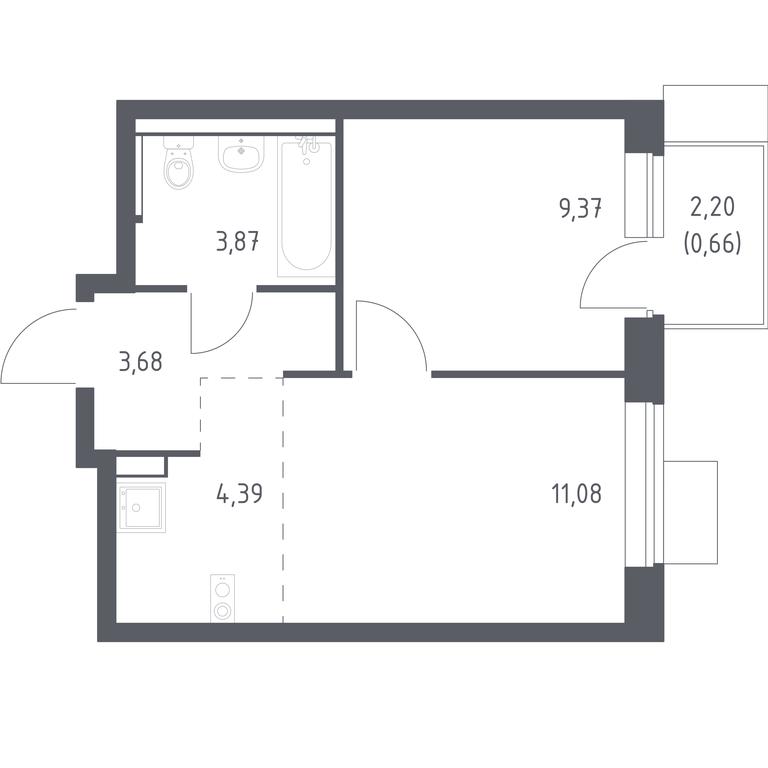 Apartment Sale, 33.05 sq. m. at Prigorod Lesnoe, Molodyozhny bulvar, 6, derevnya Misaylovo, Leninskiy City District, Moscow Region, Russia #1