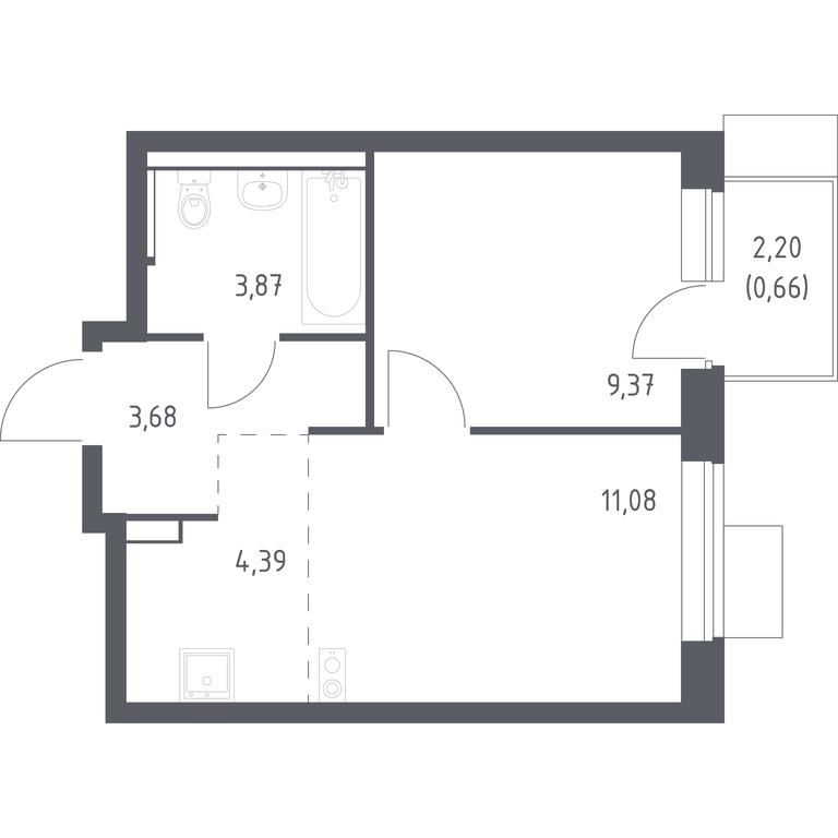 Apartment Sale, 33.05 sq. m. at Prigorod Lesnoe, Molodyozhny bulvar, 6, derevnya Misaylovo, Leninskiy City District, Moscow Region, Russia #2