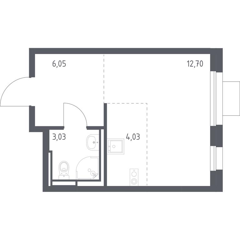 Apartment Sale, 25.81 sq. m. at Pribrezhnyi Park, Pribrezhniy Park Residential Complex, Village of Yam, Domodedovo City District, Moscow Region, Russia #1