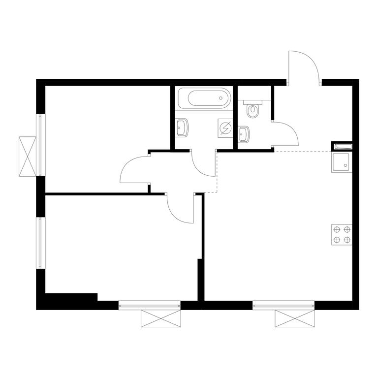 2-BD Apartment Sale, 52.6平方米 at Ilinskie Luga, Zapovednaya Street, 1, posyolok Ilyinskoye-Usovo, Krasnogorsk City District, Moscow Region, Russia #2
