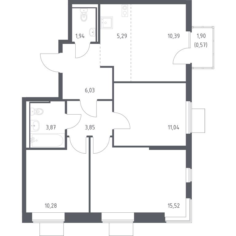 2-BD Apartment Sale, 68.78 sq. m. at Gorki Park, Shkolnaya ulitsa, 2, derevnya Korobovo, Leninskiy City District, Moscow Region, Russia #1 2-BD Apartment Sale, 68.78 sq. m. at Gorki Park, Shkolnaya ulitsa, 2, derevnya Korobovo, Leninskiy City District, Moscow Region, Russia #1