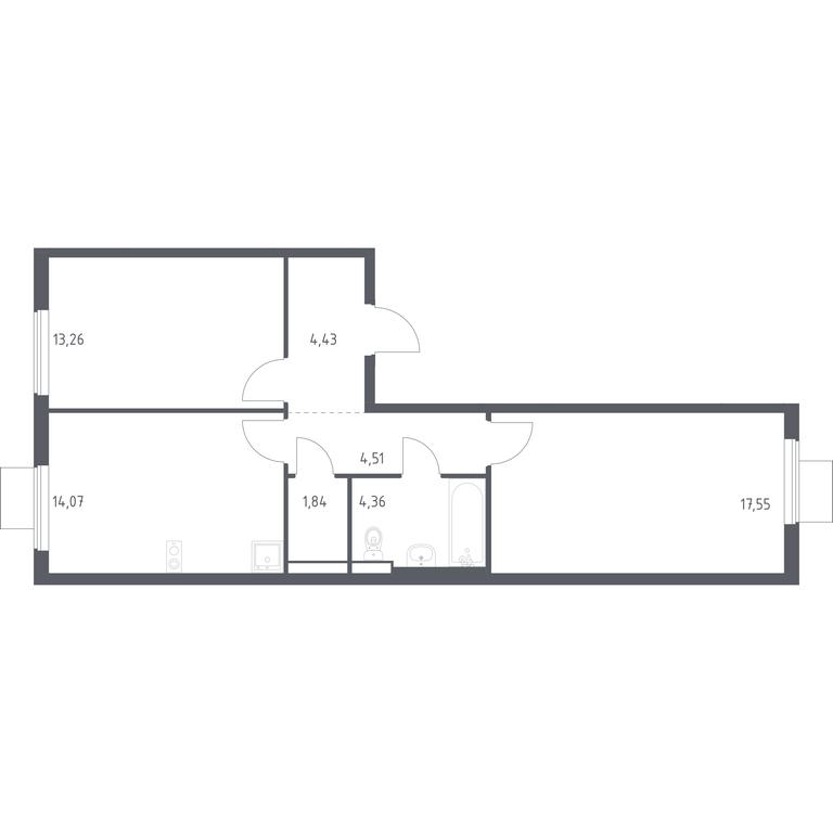 1-BD Apartment Sale, 60.02平方米 at Gorki Park, Shkolnaya ulitsa, 2, derevnya Korobovo, Leninskiy City District, Moscow Region, Russia #1