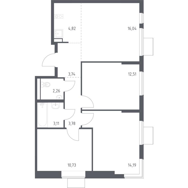 2-BD Apartment Sale, 71.18 sq. m. at Gorki Park, Shkolnaya ulitsa, 2, derevnya Korobovo, Leninskiy City District, Moscow Region, Russia #1