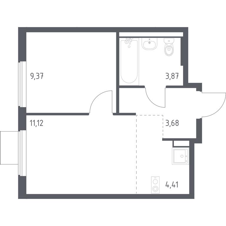 Apartment Sale, 32.45平方米 at Gorki Park, Shkolnaya ulitsa, 2, derevnya Korobovo, Leninskiy City District, Moscow Region, Russia #1