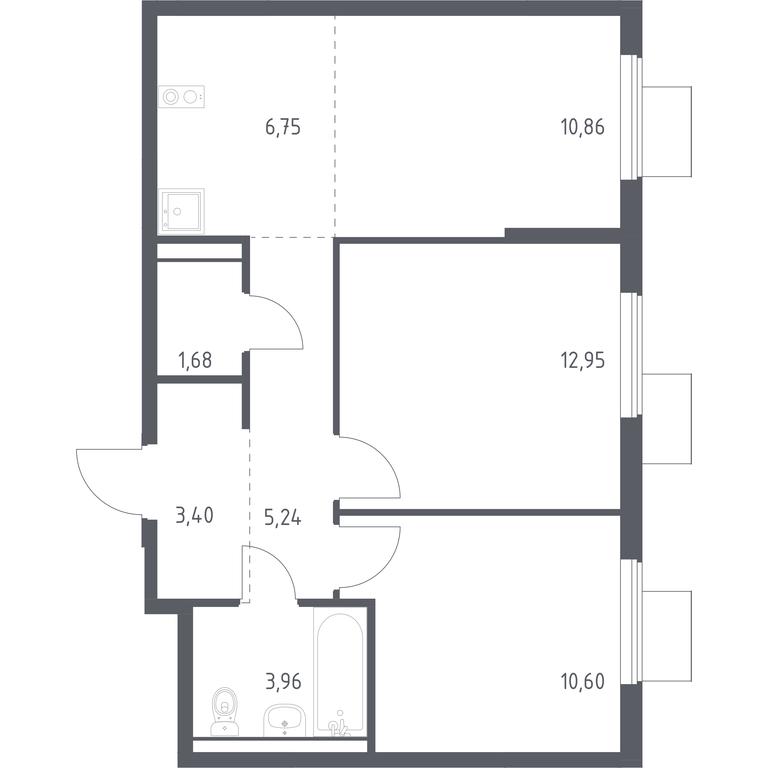 1-BD Apartment Sale, 55.44 sq. m. at Gorki Park, Shkolnaya ulitsa, 2, derevnya Korobovo, Leninskiy City District, Moscow Region, Russia #1