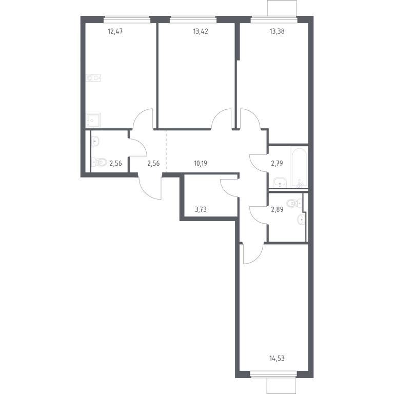 2-BD Apartment Sale, 78.52平方米 at Gorki Park, Shkolnaya ulitsa, 2, derevnya Korobovo, Leninskiy City District, Moscow Region, Russia #1