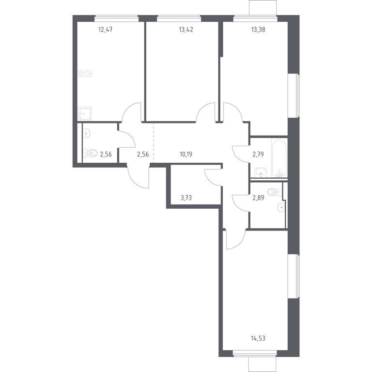 2-BD Apartment Sale, 78.52平方米 at Gorki Park, Shkolnaya ulitsa, 2, derevnya Korobovo, Leninskiy City District, Moscow Region, Russia #1