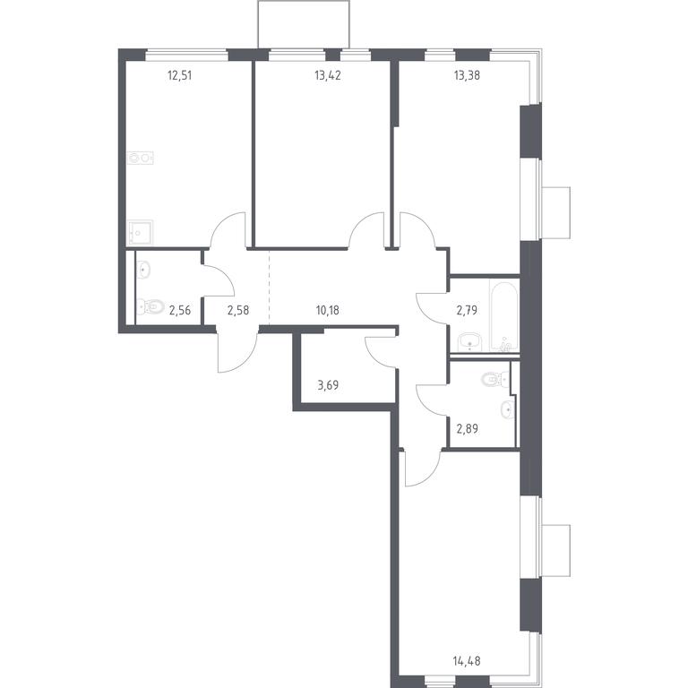 2-BD Apartment Sale, 78.48 sq. m. at Gorki Park, Shkolnaya ulitsa, 2, derevnya Korobovo, Leninskiy City District, Moscow Region, Russia #1